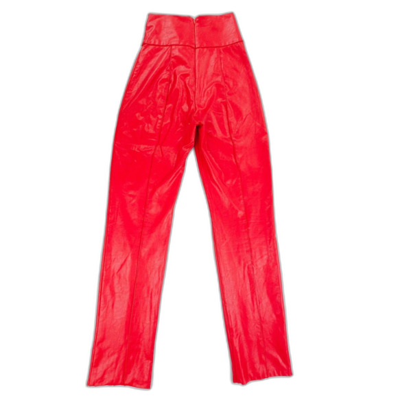 AMANDA UPRICHARD Romana Pants Lipstick Red 90s Vegan Patent Leather Maximalist - Picture 6 of 8